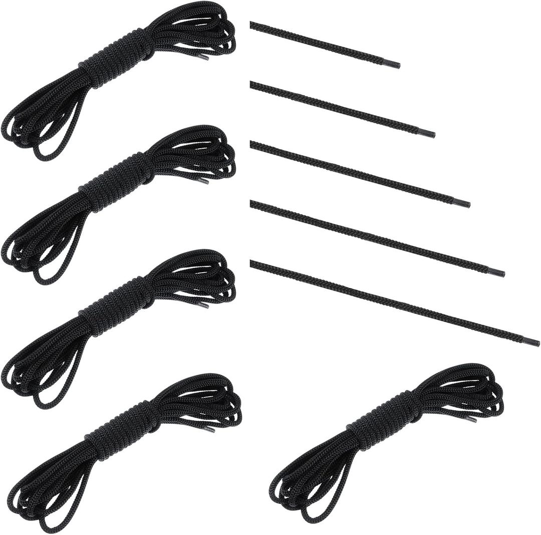 Fabbay 5 Pieces Trampoline Net Connection Rope 15 Feet/ 4.6 M Long, 5 mm/ 0.2 Inch Thick Braided Tie Down Rope Trampoline Replacement Parts Long Safety Trampoline Net Cords for Enclosure Nets, Black