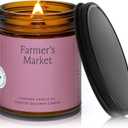 Fontana Candle Co Wood Wick Beeswax Jar Candle, Farmer's Market Made Safe with Coconut Oil & Pure Essential Oils 35+ Hrs Clean Burn, Long Lasting and Non-Toxic Candles for Home & Room Decor