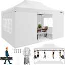 COBIZI 10x15 Pop up Canopy Gazebo 3.0, Easy up Heavy Duty Canopy with 4 Removable Sidewalls, High Stability, All Weather Sunshade 100% Waterproof Outdoor Canopy Tents, White