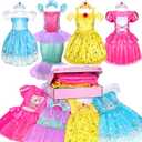 Princess Dress Up Clothes for Little Girl Gift Set, Princess Dress Up Toys Role Play Costume for Toddler Girls, Birthday Christmas Party
