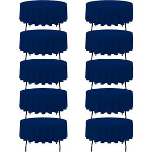 BRILLMAX 10 Pack Navy Blue Round Tablecloths 90 Inch for 60 Tables - 150 GSM Polyester Fabric, 15" Standard Drop, Water, Stain & Wrinkle Resistant Cloth Cover for Wedding Reception Banquet Dining