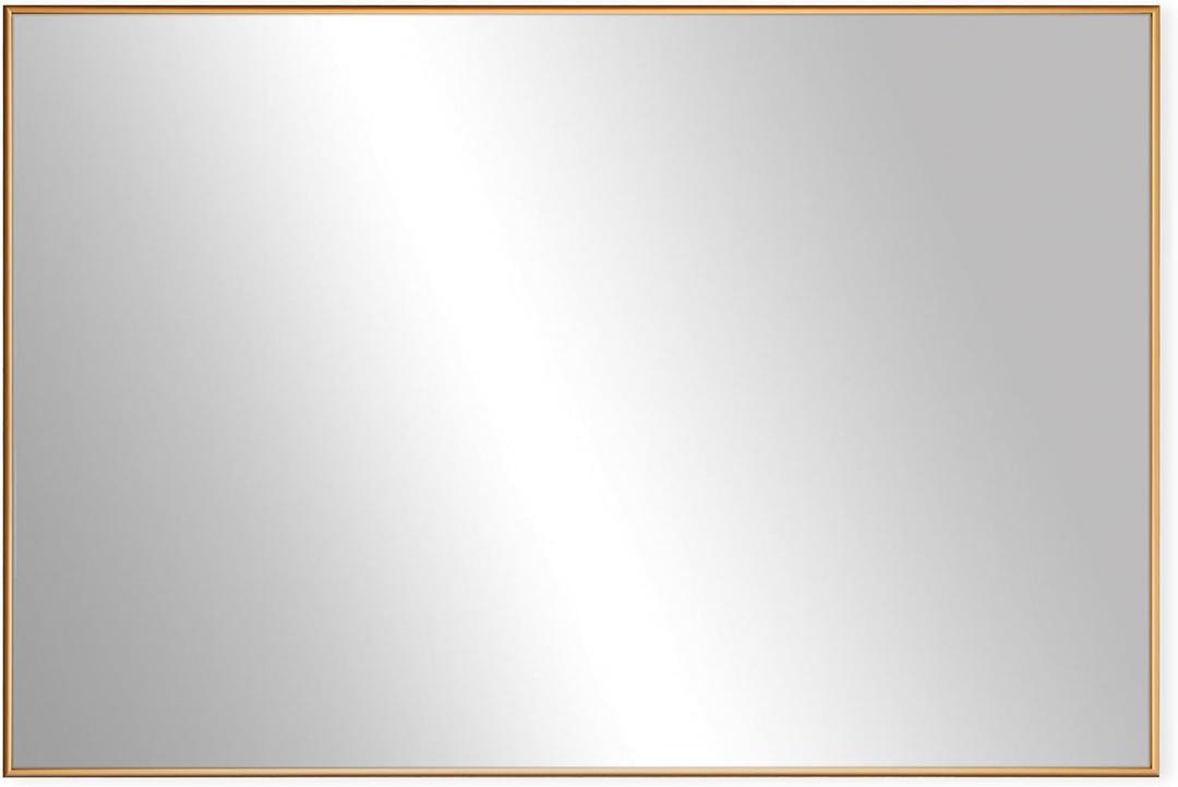 Frame My Mirror Gold Metal Framed Mirror, 30" x 42" Champagne Bronze Mirror for Bathroom, Metal Frame, True Reflections Glass, Stanton Design, Hangs Horizontally or Vertically, Made in USA