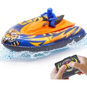 Remote Control Boat for Kids with Inflatable Bumper Rechargeable Battery USB Charge rc Boat for Pool Kids 8-12 Years Birthday Gift Summer Water Toy Blue