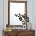AAZZKANG Rustic Wood Mirror Rectangle Decorative Wall Mirrors with Frame Large 26"x18"for Bedroom Living Room Bathroom Entryway Hanging Brown