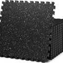 AIRHOP 0.79in Thick 48 Sq Ft Exercise Equipment Mats, 12 Tiles Upgraded Rubber Top with High Density EVA Foam, Large Interlocking Puzzle Gym Flooring for Home Gym, Heavy Weight Workout,Color: Black/White