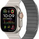 Tasikar Magnetic Bands Compatible with Apple Watch 49mm 46mm 45mm 44mm 42mm Soft Silicone Replacement Loop Wristband for iWatch Ultra 3 2 1 SE Series 11 10 9 8 7 6 5 4 3, Starlight-Grey