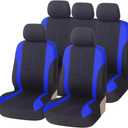 AICEL 9 Piece Car Seat Covers Full Set, Front and Rear Split Bench Auto Seat Protectors, Two-Tone Washable Automotive Seat Covers Universal Fit for Most Cars, Sedan, Truck, SUV (Blue)