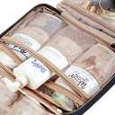 NISHEL Travel Toiletry Bag for women, Portable Hanging Organizer for Full-Sized Shampoo, Conditioner, Brushes Set, Makeup Accessories, Large Size, Black
