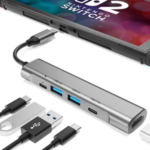 RREAKA Switch TV Docking Station for Nintendo Switch 2/Switch/Switch OLED, Portable Travel Dock Replacement with 4K 60Hz HDMI/PD 100W/USB3.0 Port for Official Nintendo Switch