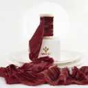 MEEDEE Rust Red Velvet Ribbon 2 Inch Vintage Frayed Ribbons 2 Rolls 4 Yards Crinkle Rust Ribbons Silk Velvet Ribbon for Christmas Tree, Gift Wrapping, Holiday Decor, Wedding Favors