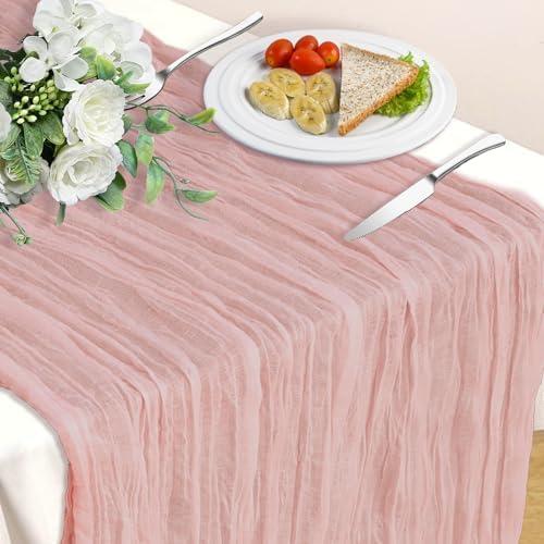 Pink Table Runner, 10Ft 120in Cheesecloth Table Runner, Gauze Rustic Cheese Cloth Table Runners for Wedding, Party, Baby & Bridal Shower, Boho Table Runners for Christmas Thanksgiving Halloween Easter