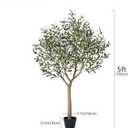 VeriNatural Artificial Olive Tree 5FT - Faux Olive Trees Indoor with 1283 Silk Leaves & 58 Fruits,UV Resistant & Natural Wood Trunk Fake Plant for Outdoor,Living Room,Patio,Home Decor,VN157