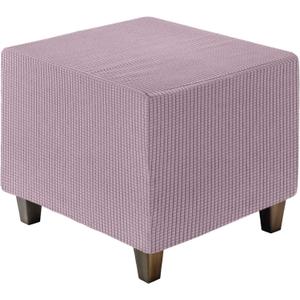 uxcell Ottoman Cover Square, Jacquard Ottoman Slipcover with Elastic Bottom, Stretchable Footrest Stool Covers for Living Room Furniture Protector (Light Purple, Middle Size)