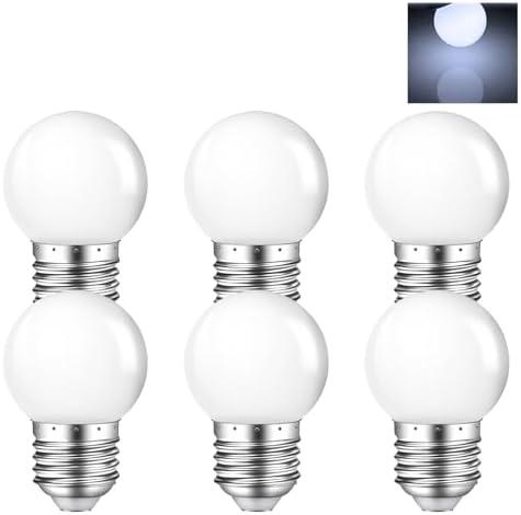 MZyoyo Night Light Bulb,1W LED Light Bulbs,G14 G45 E26 Lights Bulbs,Energy Saving Light Bulbs 5 Watt Equivalent,Cool White 6500K,Small LED Night Light Bulb for Halloween Holiday Decoration,6 Pack
