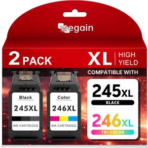 High-Yield PG-245XL CL-246XL Compatible Ink Cartridge Combo Pack [1 Black + 1 Color] - Replacement for Canon PIXMA TR4520, TS3320, MG2522, MG2525, MX490 Series Printer