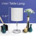Simple Designs LT2007-WHT Chrome Mini Basic Table Lamp with Fabric Shade, White (No Bulb)