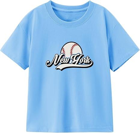 Toddler Boy Shirts Baby Kids Short Sleeve T-Shirt Graphic Tee Funny Letters Print Cotton Tops 7-8 Years