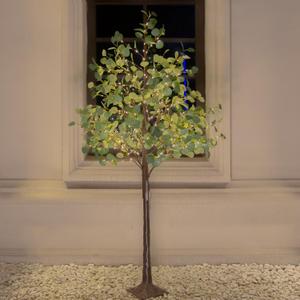 TYBEEU 6ft Lighted Eucalyptus Tree with 300 Warm White LED Lights, Dimmable, Ideal for Indoor & Outdoor Holiday Decor, Home, Garden, Wedding & Party