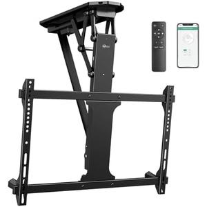 WALI Motorized Ceiling TV Mount with Remote, Electric Flip Down TV Bracket for 32 to 70 inch Flat and Curved Screen Up to 77 Lbs, Pitched Roof, Max Mounting Holes 600x400mm (FCM604), Black