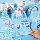 112 Pcs Winter Bulletin Board Cut Outs Hello Winter Rainbow Themed Bulletin Board Decorations Snowflake Snowman Cutouts Set Trim Borders for Kids Home School Classroom Decor