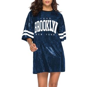 Jigfar Women's Sparkly Sequin Short Sleeve T-Shirt Dress Casual Loose Cute Tunic Blouse, S, Blue Jigfar Women's Sparkly Sequin Short Sleeve T-Shirt Dress Casual Loose Cute Tunic Blouse, S, Blue