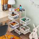 Fruit Basket for Kitchen No Assembly,Rotating Kitchen Storage Rack,Bathroom Shelf, Organizers and Storage Cart on Rolling WheelsPotato and Onion Storage Organizer(White, 5 Tier-Square)