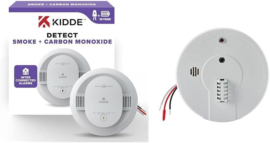 Kidde Hardwired Smoke, Carbon Monoxide & Heat Detector Bundle with 10-Year Battery Backup & Interconnect Capability (Exp: +10 Years after installation