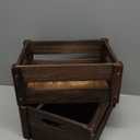 Wooden Crates 2 Pack, Rustic Handmade Wood Crate with Handles, Durable Medium Wooden Crates for Display & Decor, Brown (13.8"x10.8"x5.9")