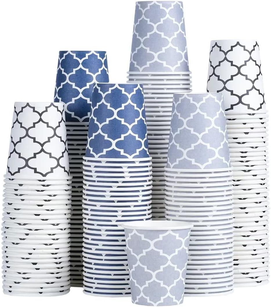 Clawsoff [300 Pack] 5 oz Mini Paper Cups, Small Mouthwash Disposable Bathroom Cups 5 Ounce for Supermarket, Birthday Party, Travel, Events, Picnic, BBQ (Blue)