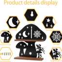 Wooden Mushroom Shelf with Iron Backing - Rustic Wall Decor for Crystals, Oils & Trinkets | Decorative Display Shelf for Witchy Room, Mushroom Decor & Fairy Core Decor | Mushroom Wall Art Gift