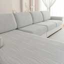 Couch Cushion Covers, Super Stretch Washable Sofa Slipcovers for L Shaped & Modular Seats, Pet-Friendly Furniture Protector with Stripe Design, (1PC Large, Light Gray)