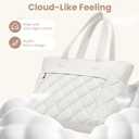 Tote Bag for Women, 15.6 Inch Laptop Bag, Large Quilted Work Shoulder Bag Ultra Lightweight Puffer Handbag for Travel (23L, Beige)