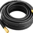 3/8" Hybrid Air Hose, 50Ft Air Compressor Hose,Heavy Duty, Lightweight, Kink Resistant, All-Weather Flexibility with 1/4-Inch Industrial Quick Coupler Fittings, Bend Restrictors, 300 PSI, Black