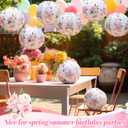 Honoson 12 Pcs Pink Rose Paper Lanterns Spring Floral Party Decorations Hanging 10 Inch Chinese Lanterns for Wedding Bridal Shower Baby Shower Tea Party Decorations