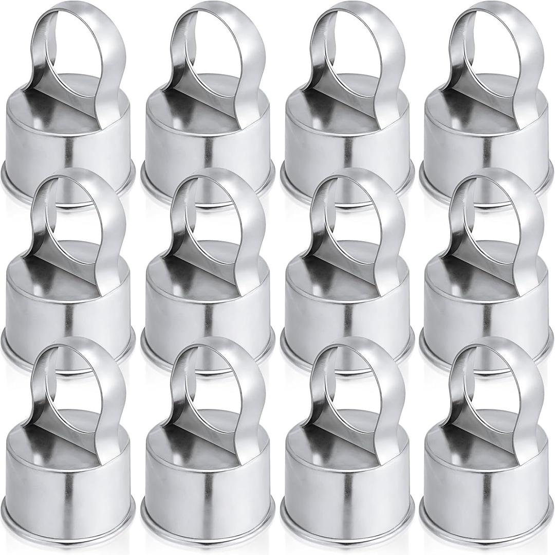 Therwen 12 Pack Chain Link Fence Ring Cap for 2-3/8" Od Post, 2 1/2" Aluminum Eye Top Rail Cap with 1-5/8" Loop, Outdoor Rail Fencing Repair Hardware