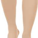 MGANG 20-30 mmHg Compression Stocking for Men and Women, Medical Compression Socks, Knee High Length, Open Toe, for DVT, Varicose Veins, Relief Shin Splints, Edema, Beige Small (1 Pair Beige Small)
