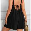 Milumia Women Plus Size Backless Rompers Sexy Tie Open Back Sleeveless Romper Shorts with Pockets Black X-Large Plus (Black, XL)