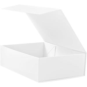 Gift Boxes with Lids - 9 x 6.7 x 2.75 Inch White Magnetic Closure Gift Box Set - Elegant Collapsible Packaging Boxes for Wedding, Birthday, Christmas - Perfect for Jewelry, Groomsmen, Proposals