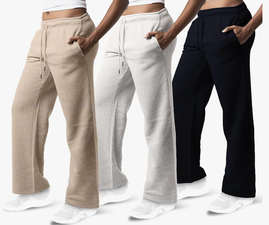 ommon Stitch 3 Pack Sweatpants Women, Wide Leg Womens Sweatpants, Workout - Yoga Pants Size M
