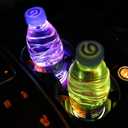 LED Car Cup Holder Lights, 7 Colors Changing USB Charging Mat Waterproof Cup Pad, LED Interior Atmosphere Lamp Decoration Light Inside Car Lighting Accessories (2pcs) (Style 2)