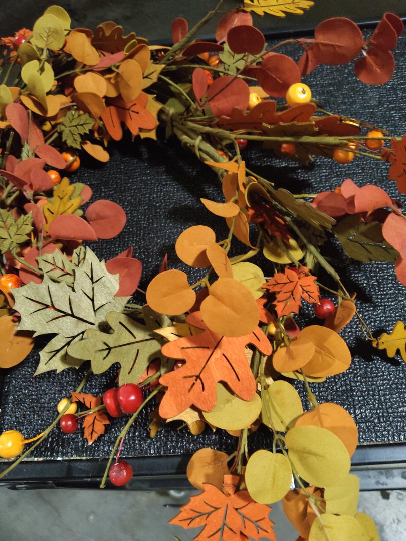 22 Artificial Fall Wreath Autumn Wreath Harvest Wreath with Pumpkin,Maple Leaf,Ivy Leaf,Colorful Berry for Front Door Farmhouse Thanksgiving Indoor Outdoor Porch Window Wall Door Decoration