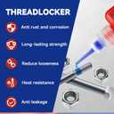 Thread Lock Blue and Red, Threadlocker Medium and High Strength, Thread Locker for Nuts, Bolts, Fasteners and Metals, Against Losening and Leakage (50 mlx2)