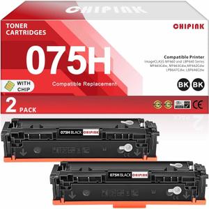 075H Toner Cartridge Black Compatible for Canon 075H Black Toner 075 H CRG075 Ink for Imageclass MF665Cdw MF663Cdw MF662Cdw LBP647Cdw LBP646Cdw MF660 and LBP640 Series Printer (2 Pack)