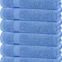 White Classic Wealuxe Light Blue Bath Towels 24x50 Inch, Cotton Towel Set for Bathroom, Hotel, Gym, Spa, Soft Extra Absorbent Quick Dry 6 Pack