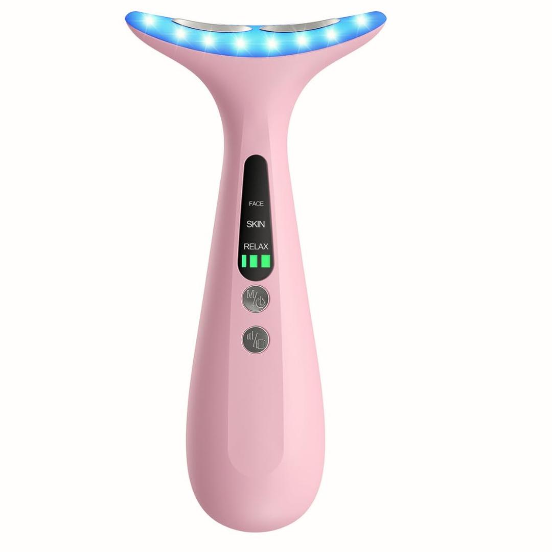 Facial and Neck Massager for Face, Neck - Skin Lifting & Firming - Wrinkle & Dark Circle Reducer - at Home Skin Care Face Sculpting Tool and Neck Massager - Sugar Pink (Single Head)