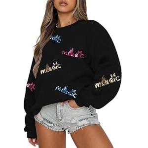 UNIQUEONE Oversized Bow Sweatshirt Womens Magic Kingdom Tee Shirt Colorful Pastel Bows Graphic Sweatshirts Holiday Pullover XL