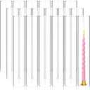 Showgeous 18 PCS Hurricane Candle Holder, D:3" H:14" Open Ended Glass Candle Cylinder Sleeve, Clear Glass Cylinder Candle Holder, Open Flame Candle Chimney Tube Cover, Bottomless Cylindrical Glass