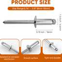 ALLCLEAN 45 Pcs 1/4" x 5/8" Stainless Steel Blind Pro Rivets,6.4 x 16mm Pop Rivets,Stainless Steel Grip and Stainless Steel Mandrel
