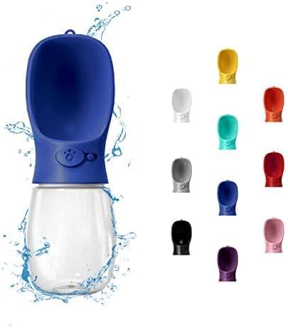 WePet Portable Dog Water Bottle, 12 OZ, Leak Proof Puppy Water Dispenser with Drinking Feeder for Pets Outdoor Walking, Hiking, Travel, Food Grade Plastic (#01 Navy Blue)