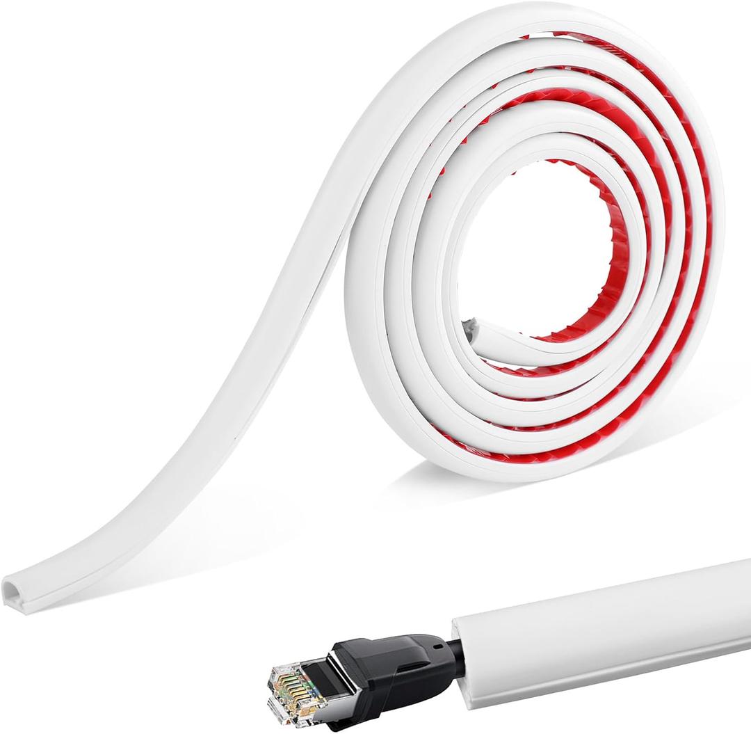 Cord Hider, Self Adhesive White Wire Covers for Cords TV on Wall PVC Material 200cm/78.74in Cable Concealer Wire Organizer Cord Trunking for Cable Tidy Management Conduit Home Office